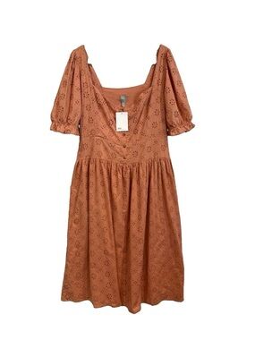 ASOS Design Broderie Clay Button-Front Midi Eyelet Peasant Dress